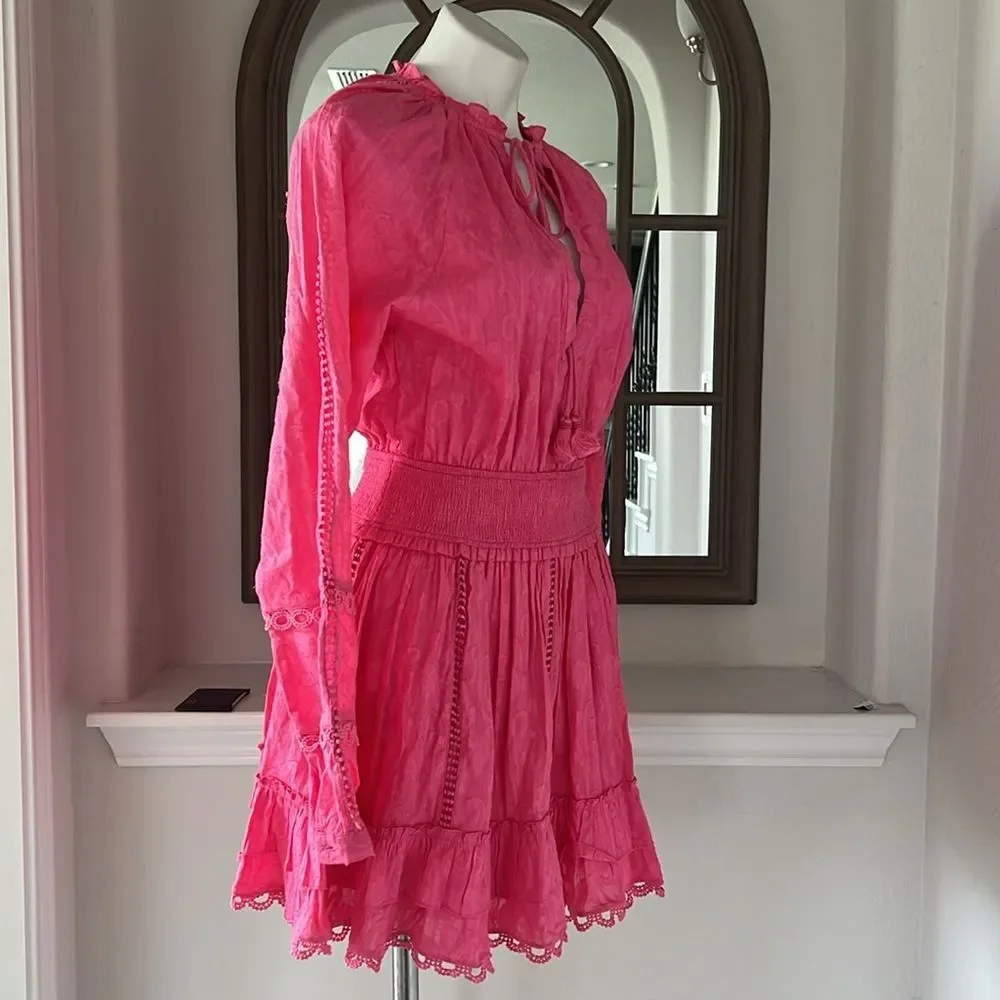 Hemant and Nandita Cotton Ruffled Eyelet Dress, Pink, New, Size XS - Picture 5 of 8